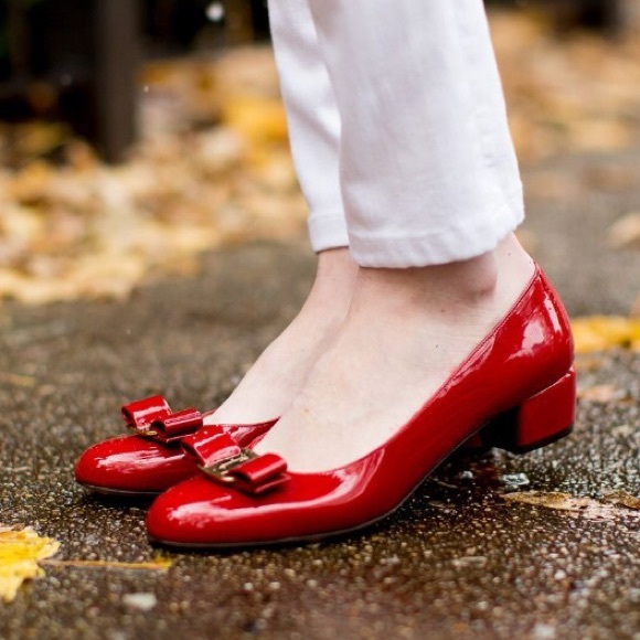 Salvatore Ferragamo Shoes - Salvatore Ferragamo Boutique Vara Bow Red Leather Tie Pumps